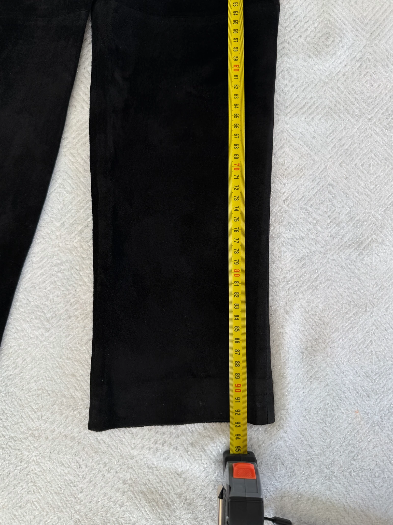Calça couro preta de couro de porco veludo genuíno Édéis tamanho 36 – photo 13